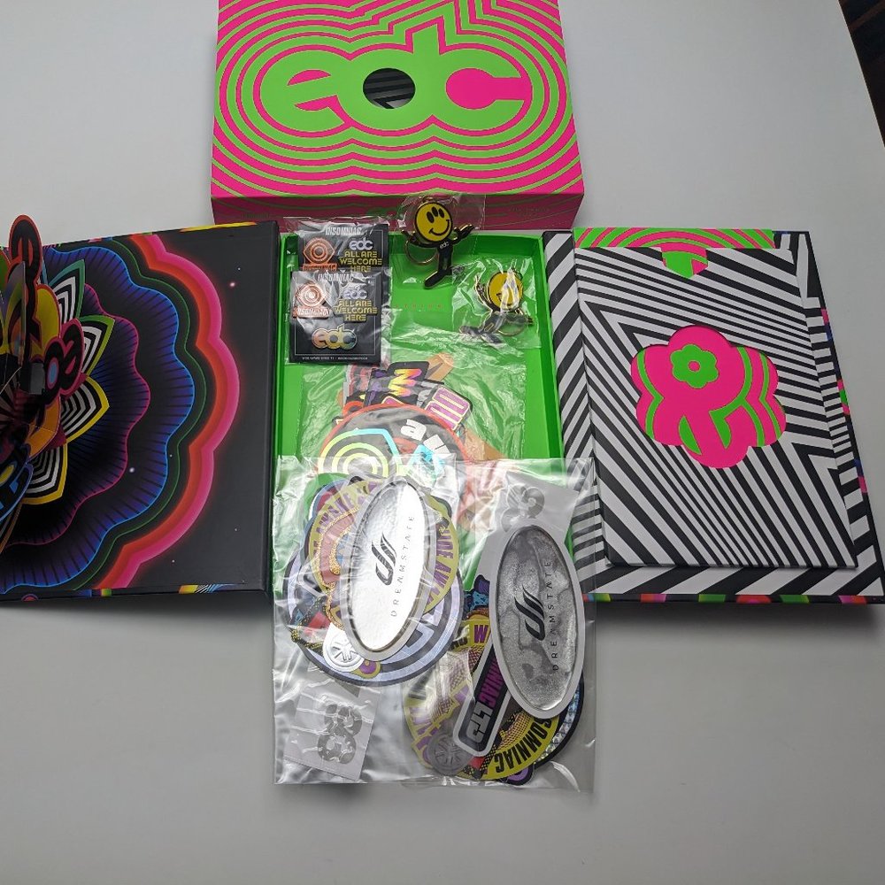 EDC LAS VEGAS 2022 UNOPENED STICKERS PINS AND BOOK SET